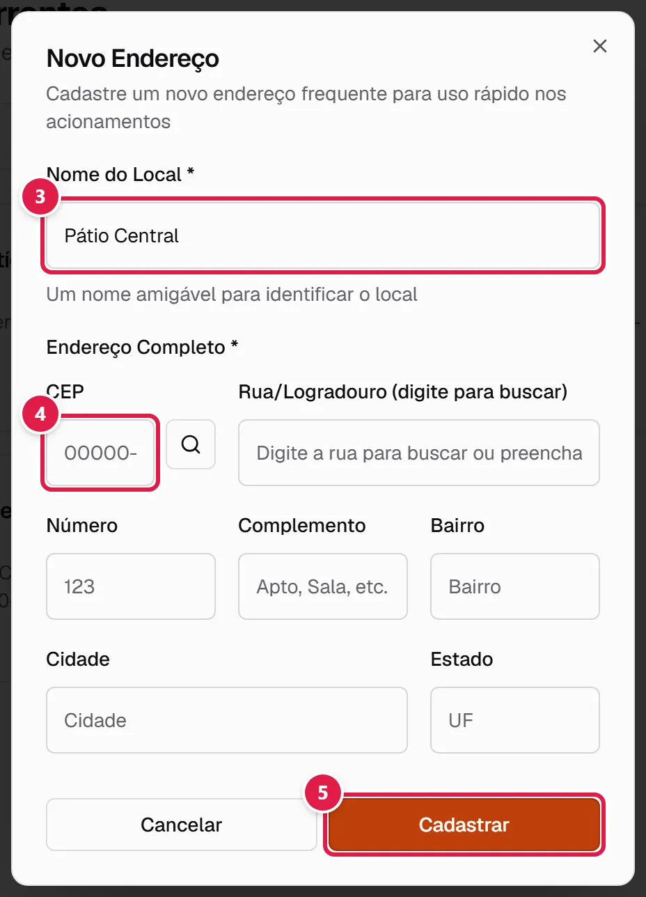 Janela Novo Endereço