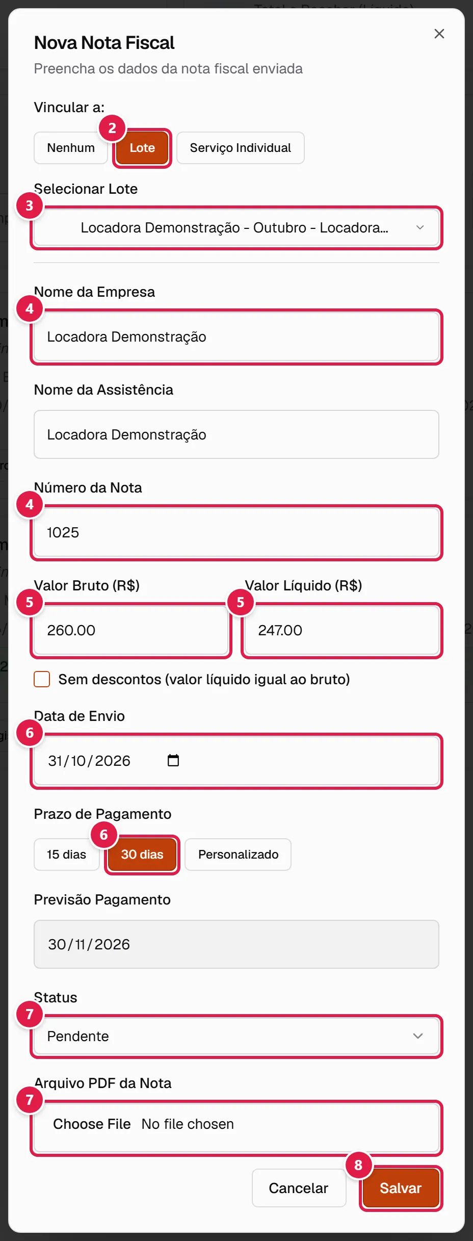 Janela Nova Nota Fiscal