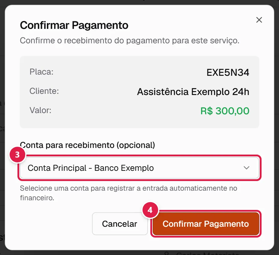 Janela Confirmar Pagamento