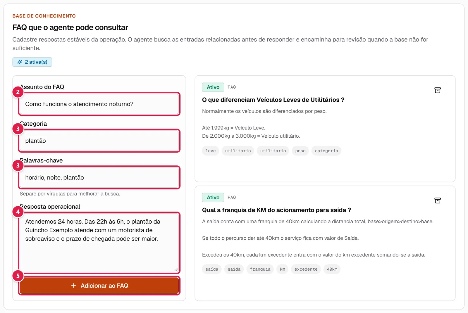 Seção Base de conhecimento